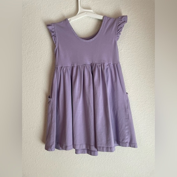 Hanna Andersson Peaceful Purple Super Soft Ruffle Skater Dress size 5 - Picture 3 of 7